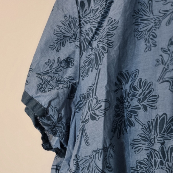 Denver Hayes XL Blouse Button Up Hawaiian Style Blue Ombre Floral  Resort Travel - Picture 4 of 14